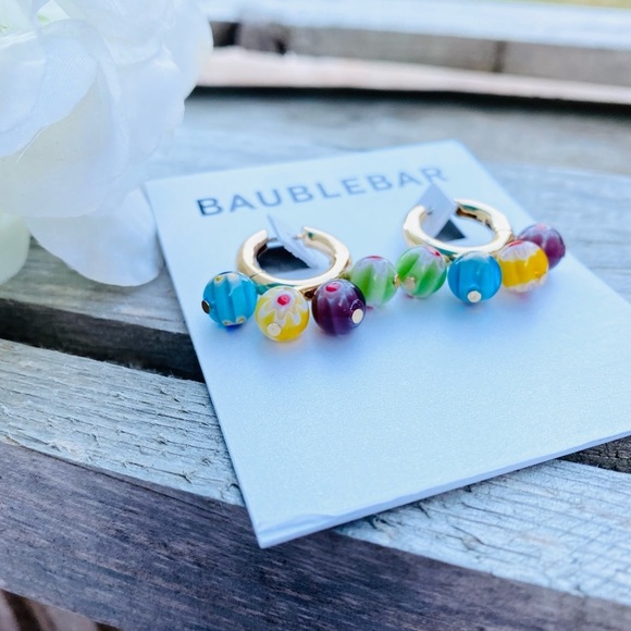NWT BAUBLEBAR MULTICOLOR BEADED HUGGIE EARRINGS - Picture 10 of 10